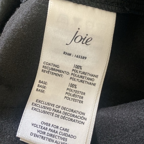 Joie Straight Faux Leather Pants Zip Fly Black Size 10 - Picture 9 of 12